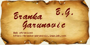 Branka Garunović vizit kartica